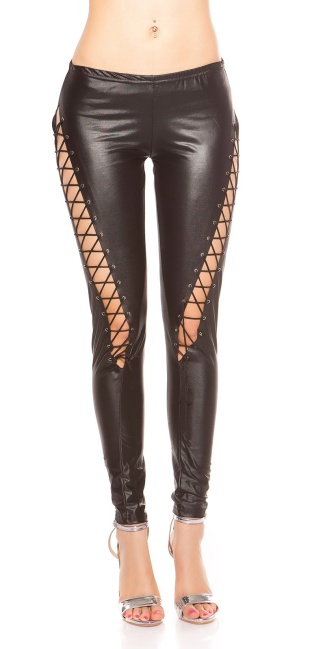 Leggings with lacing in the front Black